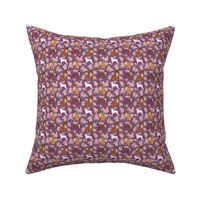 SMALL - Boxer dog florals fabric pattern rose amethyst