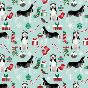 LARGE - husky christmas fabric cute husky design best husky fabrics siberian huskies cute dogs