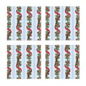 Pine Puff & Red Ribbon Stripe: Retro Christmas Print