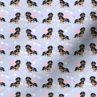 SMALL - dachshund unicorn fabric, cute dachshund fabric, pastel fabric, unicorn fabric, dog fabric, dog breed fabric - purple