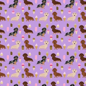 SMALL - dachshund ice cream fabric  - doxie ice cream fabric, doxie fabric, dachshund fabric, ice creams fabric, ice-creams fabric - purple