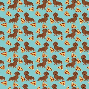 SMALL - dachshund pizza fabric - dachshund fabric, doxie fabric, pizza fabric, food fabric, junk food fabric, - mint
