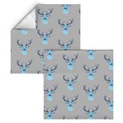 Mini Blue Deer on Gray 