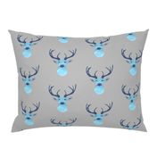 Mini Blue Deer on Gray 