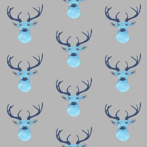 Mini Blue Deer on Gray 