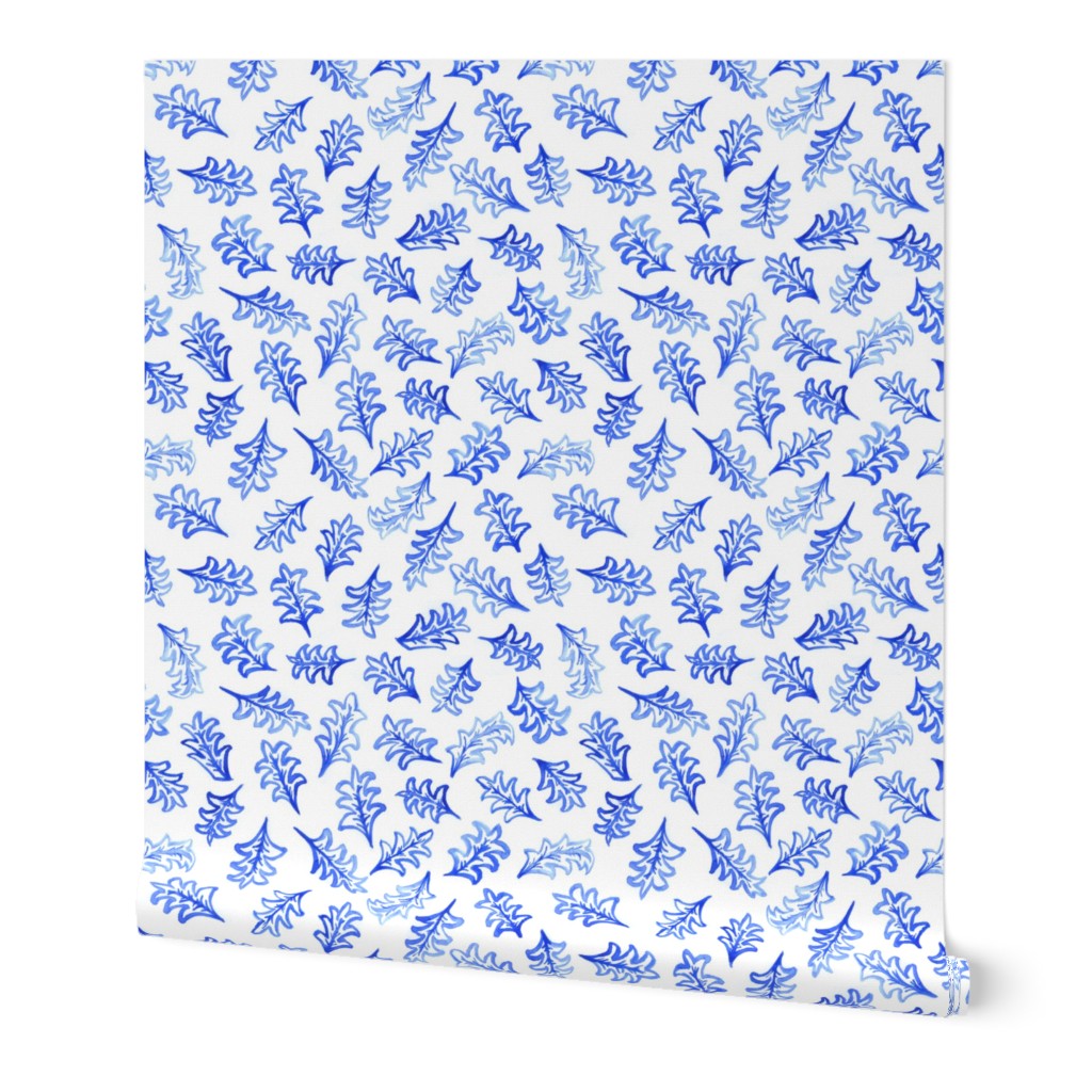 Falling leaves in blue and white