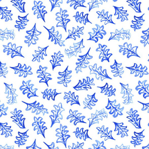 Falling leaves in blue and white