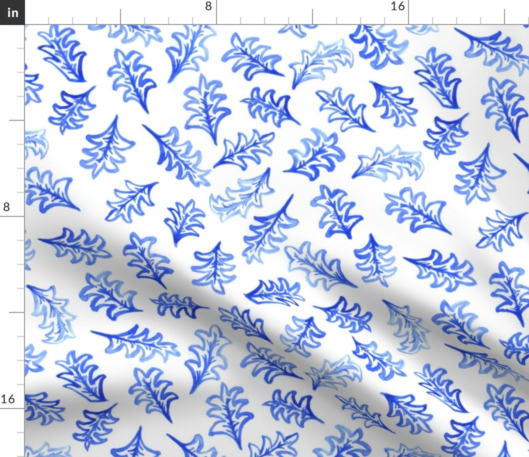 Falling leaves in blue and white