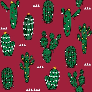 LARGE - christmas cactus fabric, cactus fabric, cacti fabric, christmas fabric, holiday fabric, cute fabric, andrea lauren fabric