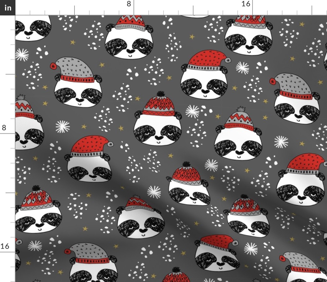 LARGE christmas panda fabric, cute Fabric