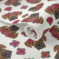 boxer  - floral crowns - fawn on cream