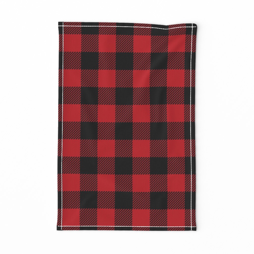 2" buffalo check fabric - red and black holiday xmas christmas cabin buffalo plaid