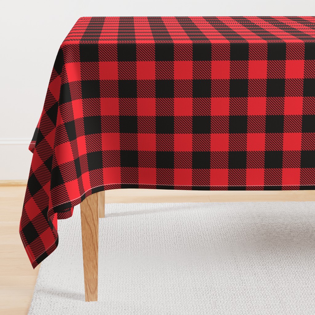 2" buffalo check fabric - red and black holiday xmas christmas cabin buffalo plaid