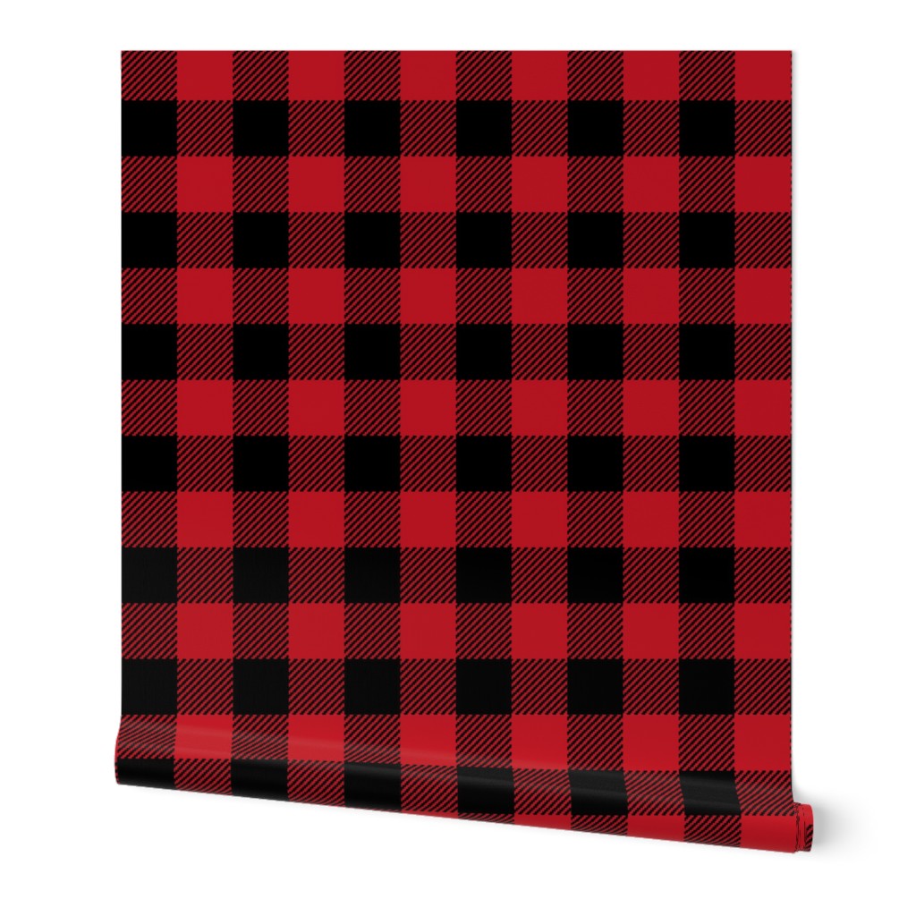 2" buffalo check fabric - red and black holiday xmas christmas cabin buffalo plaid