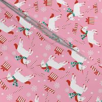 christmas unicorn - christmas unicorn fabric, christmas fabric, christmas fabric by the yard, holiday fabric, xmas fabric, cute fabric, christmas design, funny christmas - light pink