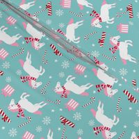 christmas unicorn - christmas unicorn fabric, christmas fabric, christmas fabric by the yard, holiday fabric, xmas fabric, cute fabric, christmas design, funny christmas - light blue