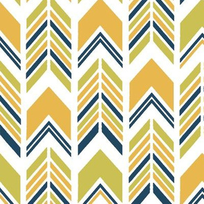 Chevrons  in Mustard, Navy and Lime