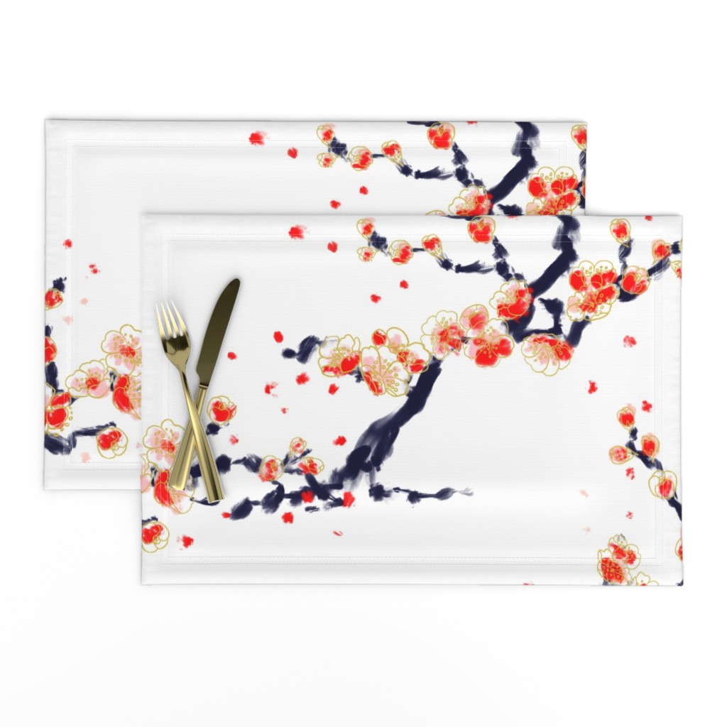 Plum tree chinoiserie wave XL