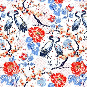 Romance of Cranes Chinoiserie small