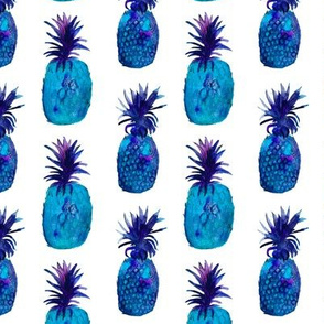 Blue pineapples in watercolor