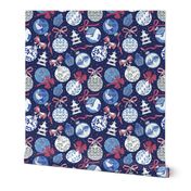 Merry Christmas  - Chinoiserie Ornaments // silver white blue and red