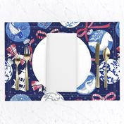 Merry Christmas  - Chinoiserie Ornaments // silver white blue and red