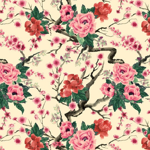 sakura and peony vintage