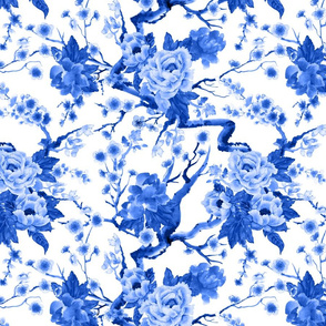sakura and peonies (blue)