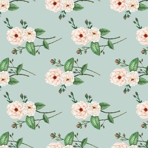 Shabby Rose Ivory Dusty Blue Rotated // small