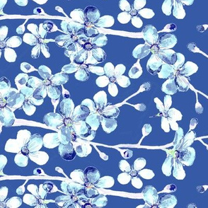 cherry blossom dramatic blue