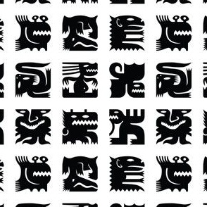 Black and White Square Monsters
