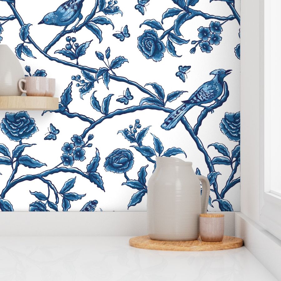 Chinoiserie Asian birds - Victorian wallpaper