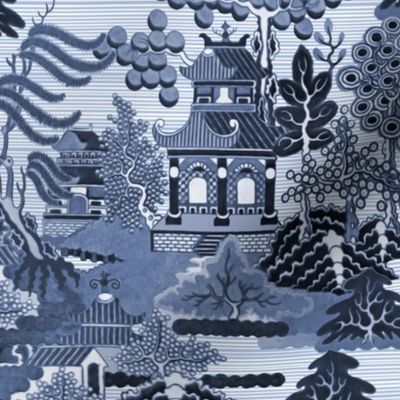 Antique Chinoiserie Toile Blue