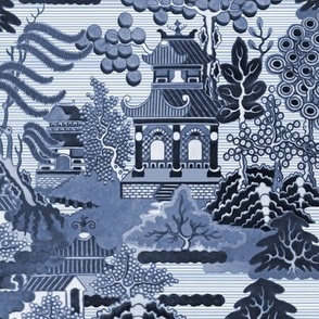 Antique Chinoiserie Toile Blue