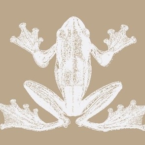 vintage frog illustration in taupe