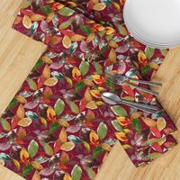 Autumn Fall Leaves Pattern // Cranberry