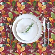 Autumn Fall Leaves Pattern // Cranberry