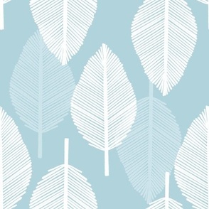 Blue Grey Tropical leaves