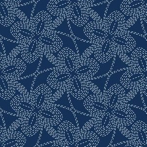 Floral Motif Sashiko Style Japanese Needlework Illustration