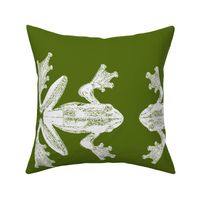 A green vintage frog illustration Tea Towel