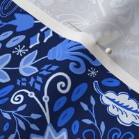 Midnight Garden Vintage Floral Chinoiserie // Royal Blue + Moonlight