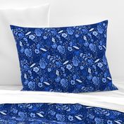 Midnight Garden Vintage Floral Chinoiserie // Royal Blue + Moonlight