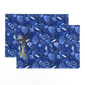 Midnight Garden Vintage Floral Chinoiserie // Royal Blue + Moonlight