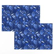 Midnight Garden Vintage Floral Chinoiserie // Royal Blue + Moonlight