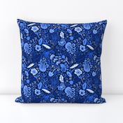 Midnight Garden Vintage Floral Chinoiserie // Royal Blue + Moonlight