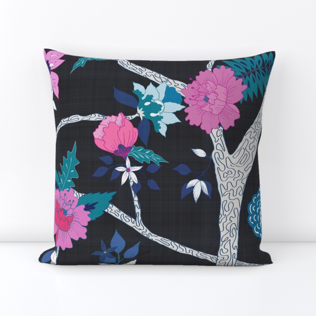 Deluxe Black Peony Branch Mural