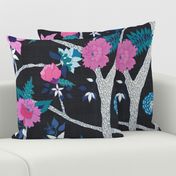 Deluxe Black Peony Branch Mural