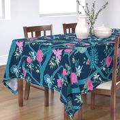 Deluxe Dark Navy Peony Branch Mural