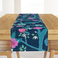 Deluxe Dark Navy Peony Branch Mural