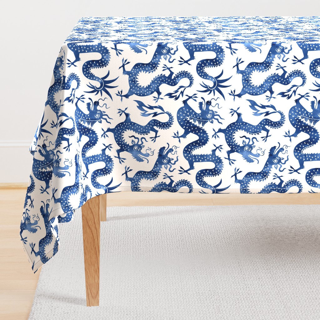 Chinese dragons jumbo blue watercolors